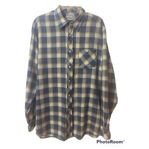 Lucky Brand Western Plaid Dungarees Long Sleeve Button down Shirt, XLarge